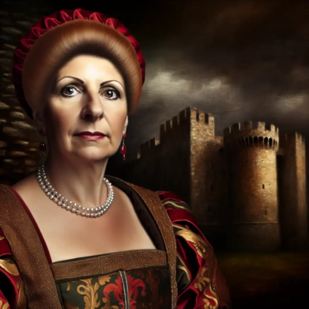 Portret Matyldy z Canossy w stylu średniowiecznym