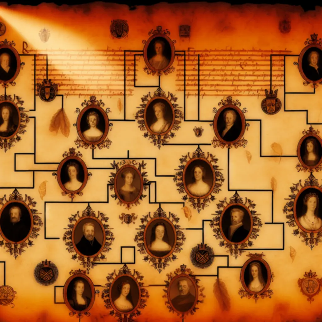 Schemat drzewka dynastycznego i dziedziczenia