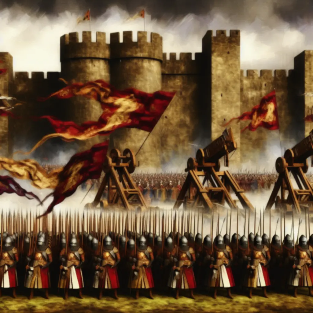 Ustawienie armii przed szturmem na zamek podczas wojny