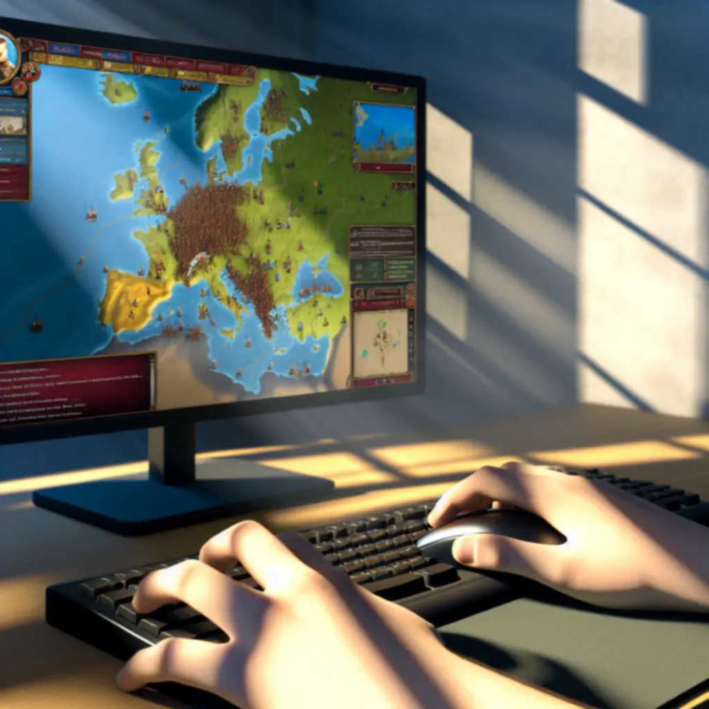 Fragment rozgrywki z mapą Europy i interfejsem decyzji